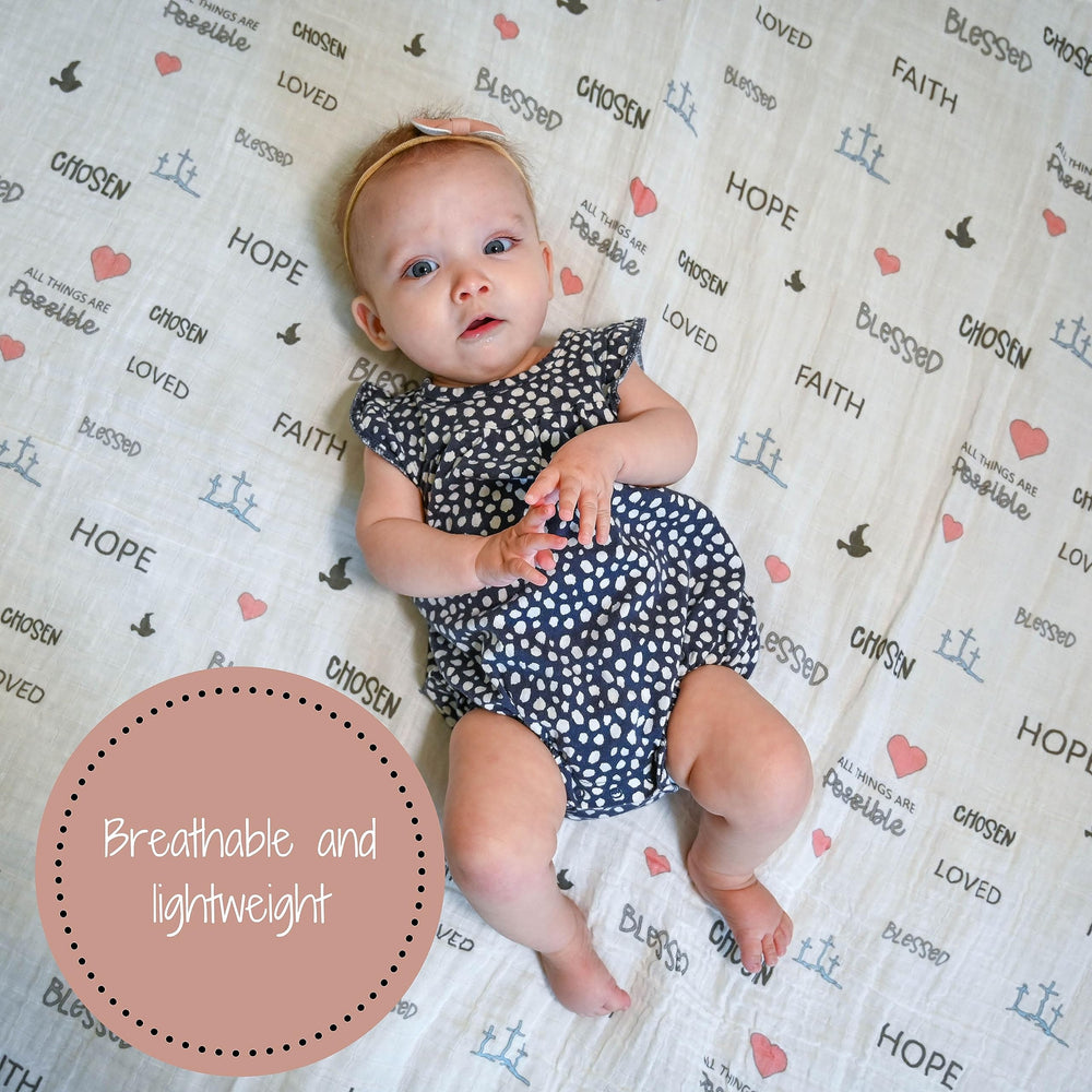 LollyBanks blanket close-up shows soft muslin texture for breathable comfort