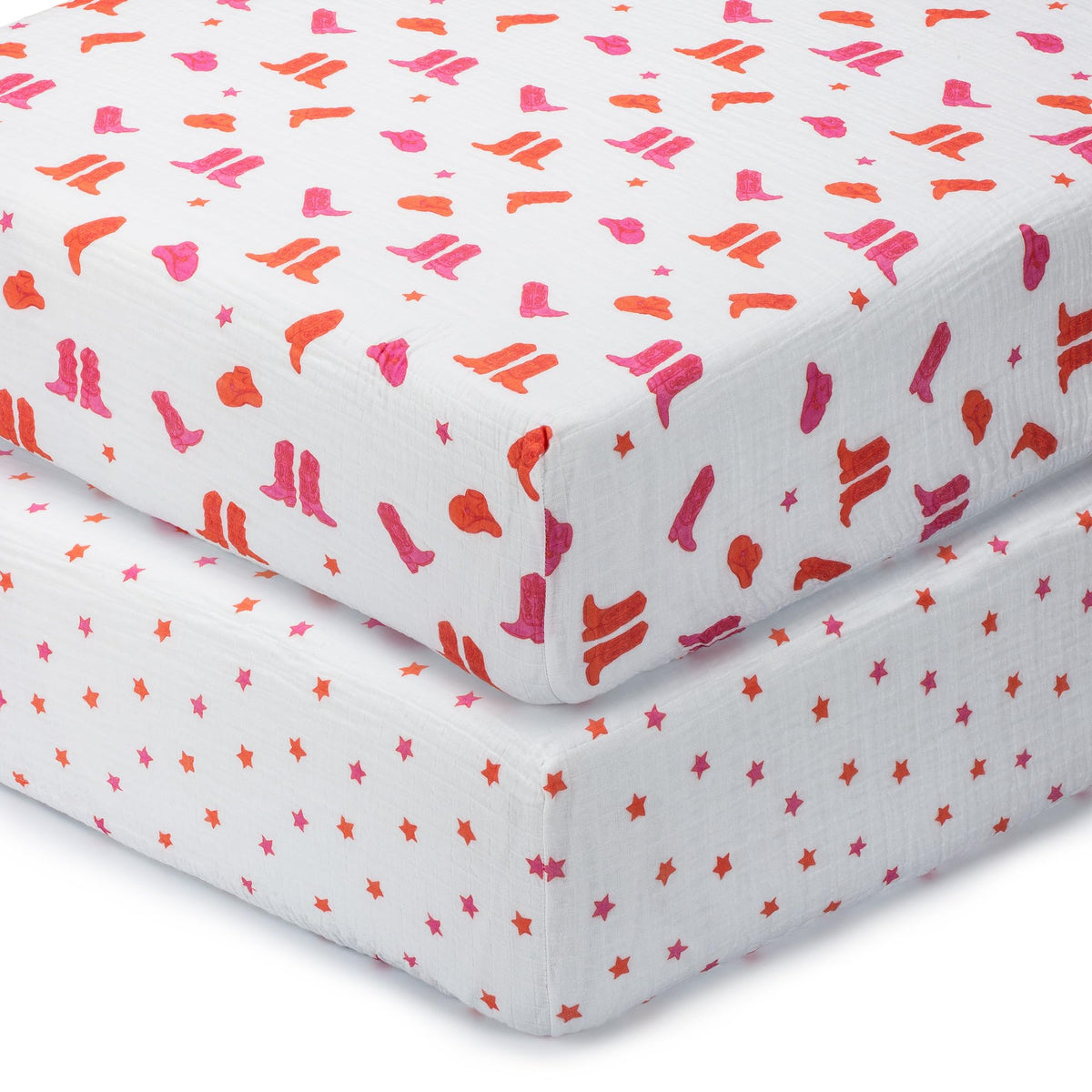 LollyBanks pink boot design crib sheet for breathable nap time and soft touch