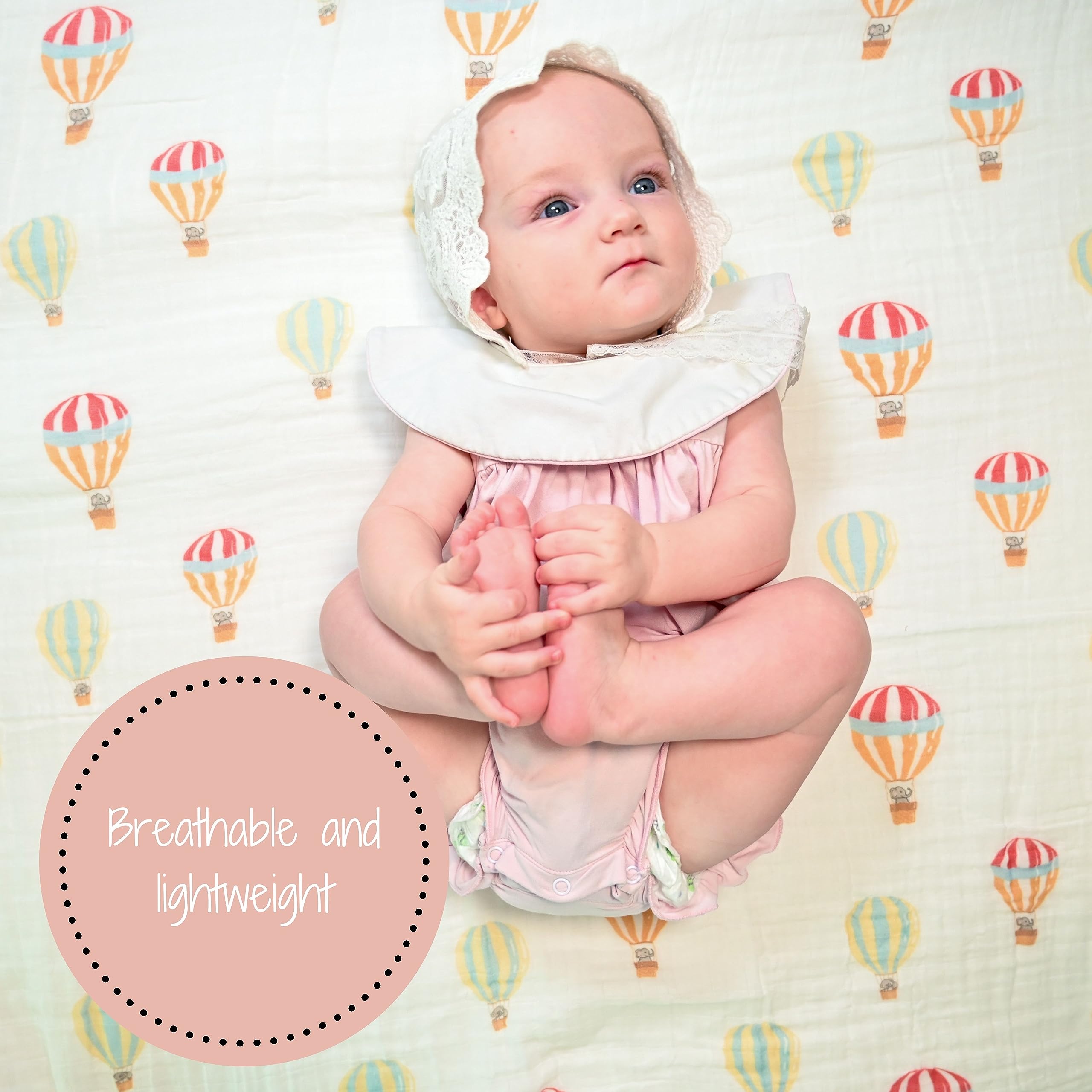 LollyBanks muslin swaddle texture soft and breathable against baby's skin