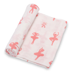 LollyBanks ballet print muslin swaddle blanket breathable and gentle for newborns
