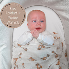 LollyBanks 47x47 inches blanket provides generous coverage for cuddles and swaddling.