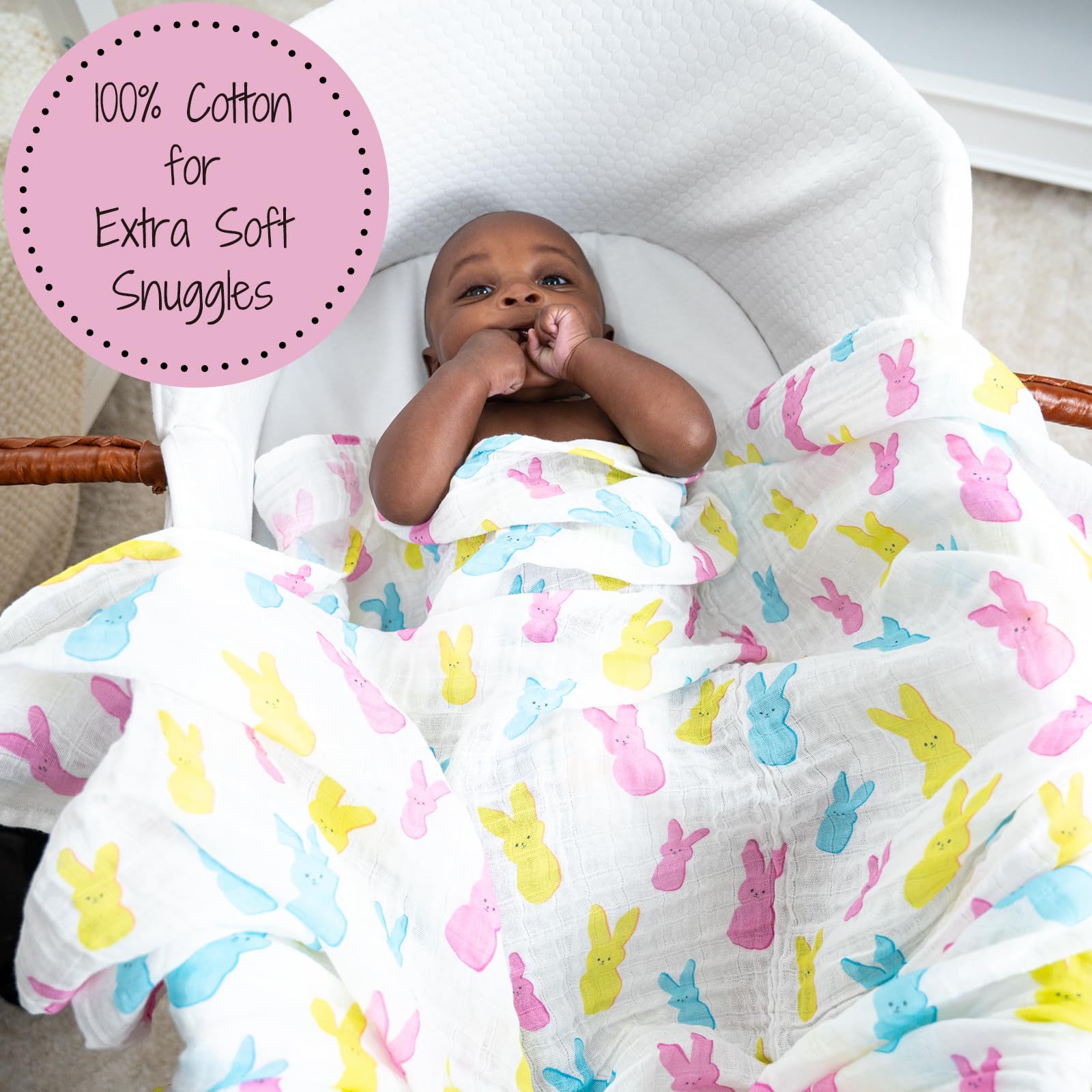 LollyBanks breathable lightweight muslin fabric keeps baby comfy.