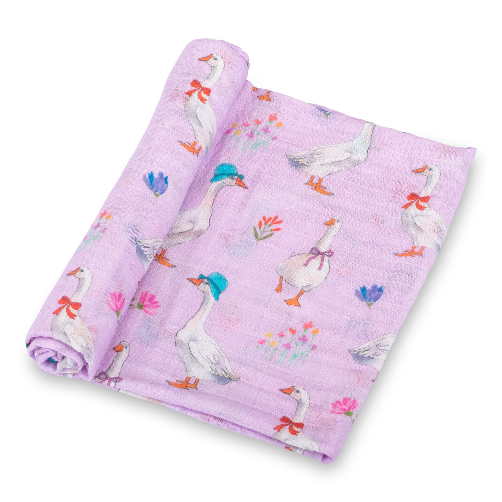 LollyBanks goose print swaddle blanket keeps baby cozy and secure