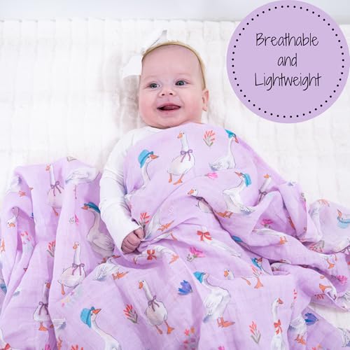 LollyBanks goose print swaddle blanket offers breathable 100% cotton comfort