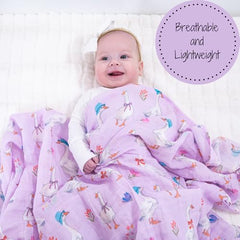 LollyBanks goose print swaddle blanket offers breathable 100% cotton comfort