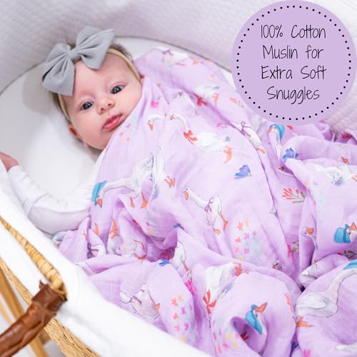 LollyBanks goose print swaddle blanket is lightweight and breathable
