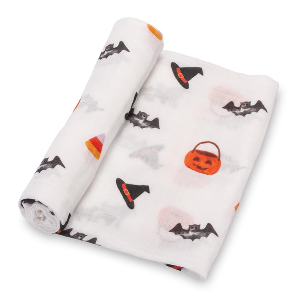 LollyBanks Halloween print swaddle blanket for cozy baby moments.