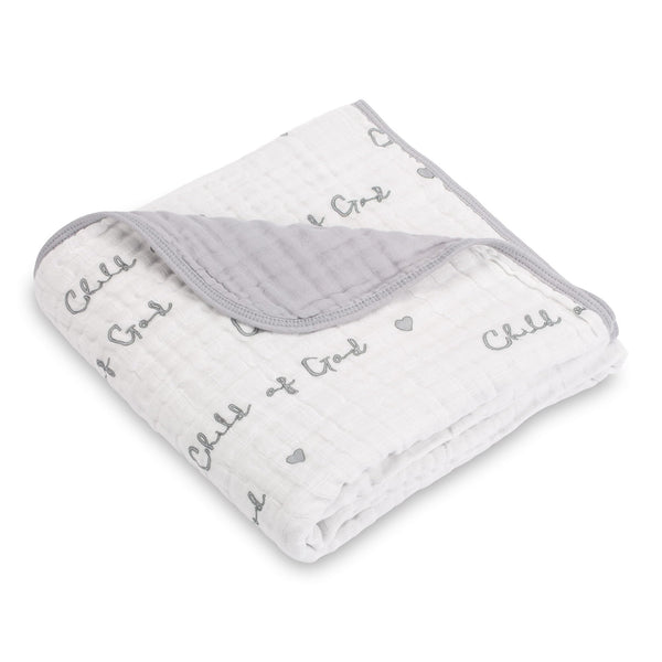 LollyBanks muslin baby blanket close-up fabric showing softness for newborn snuggles.