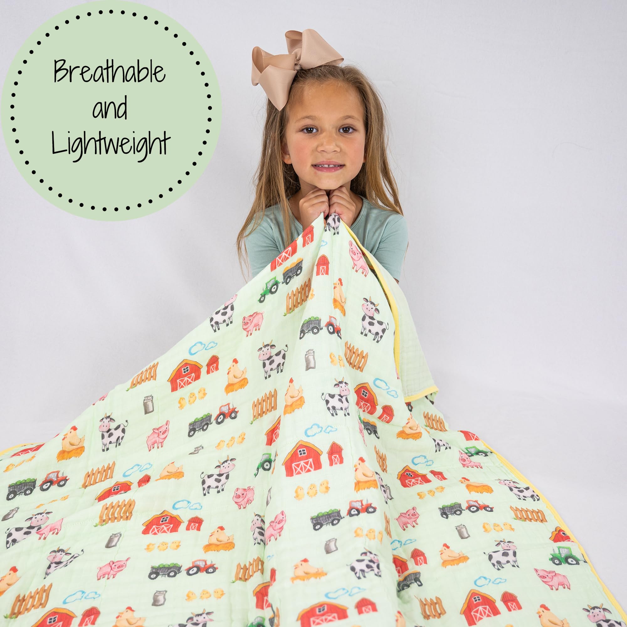 LollyBanks farm-theme cows blanket image conveys gentle nursery warmth