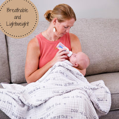 LollyBanks muslin baby blanket folded in nursery for cozy warmth.