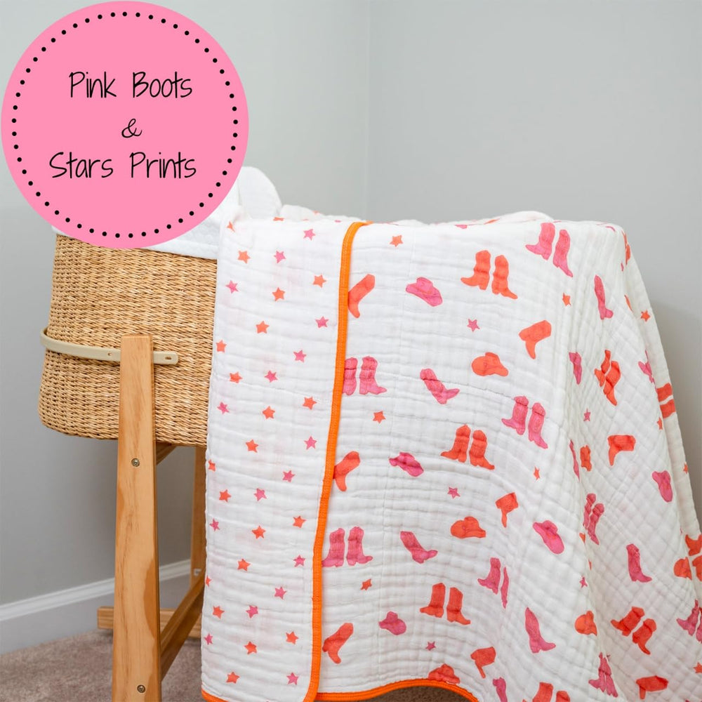 LollyBanks muslin blanket adds playful western flair to daily routines.