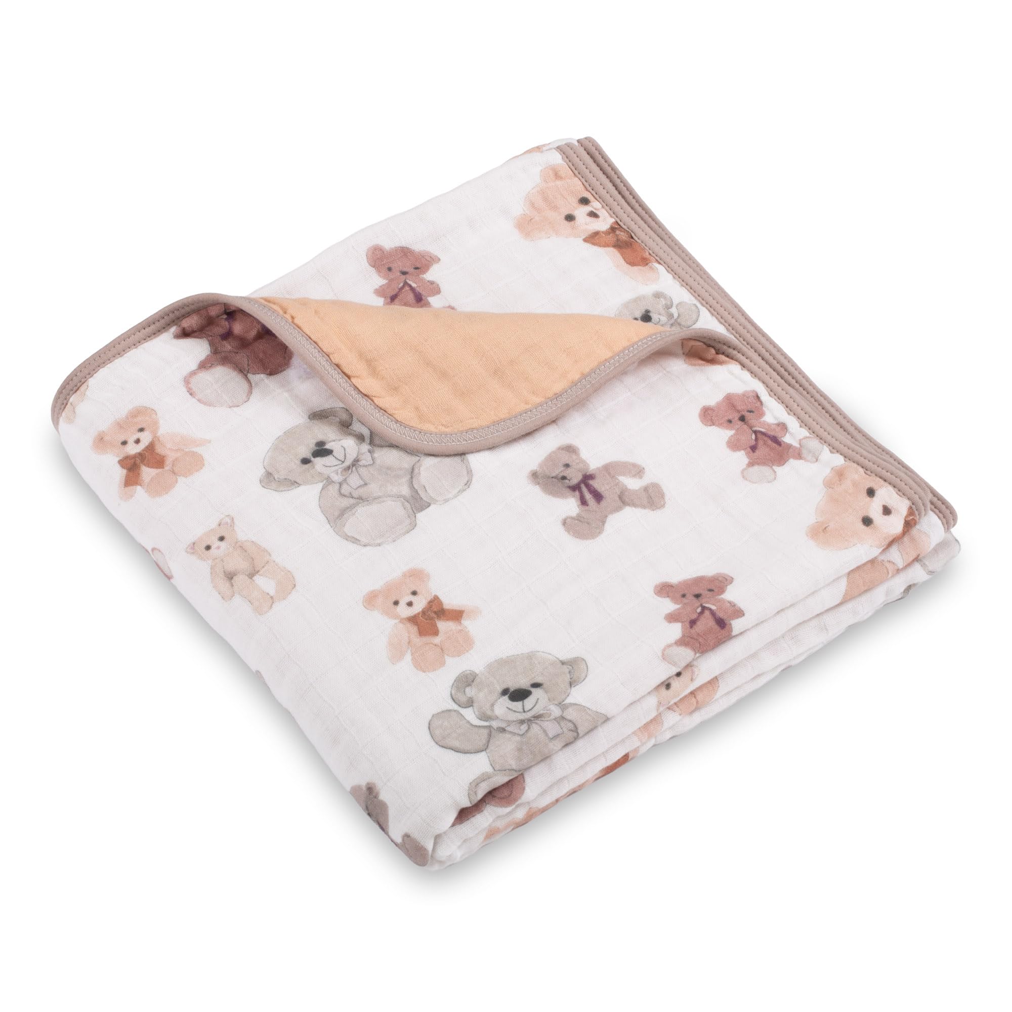 LollyBanks teddy bear print quilt for cozy naps and cuddles.