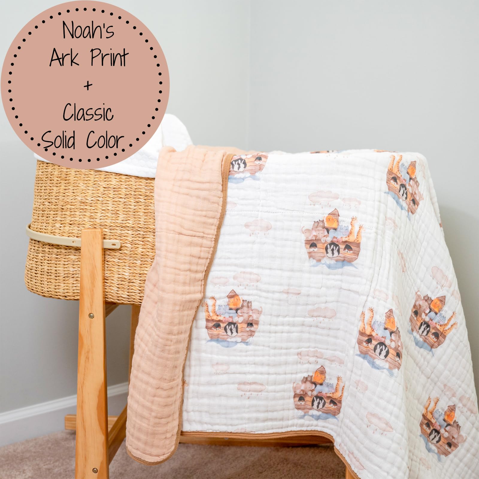 LollyBanks 47x47 inch muslin blanket sized to grow with baby.