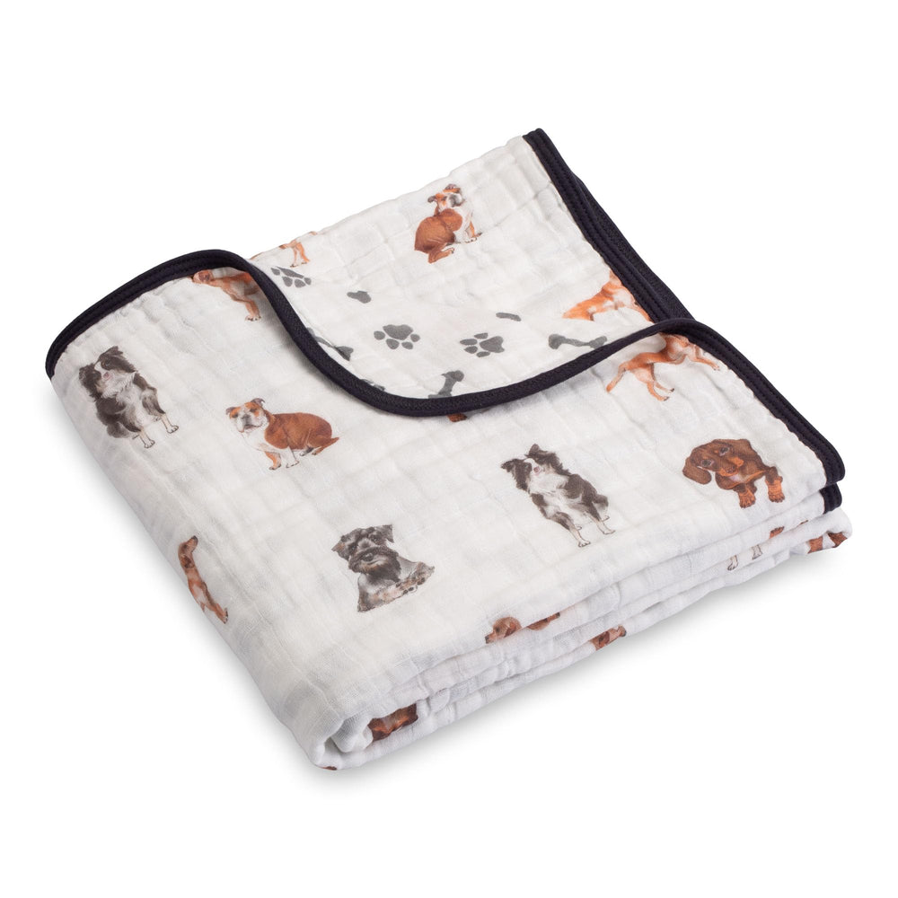 LollyBanks Puppies Print muslin blanket for cozy nursery moments