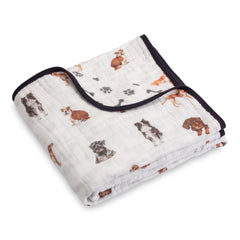 LollyBanks Puppies Print muslin blanket for cozy nursery moments