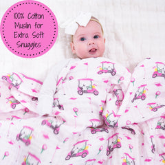 LollyBanks muslin blanket 47x47 inches, roomy newborn-to-toddler.
