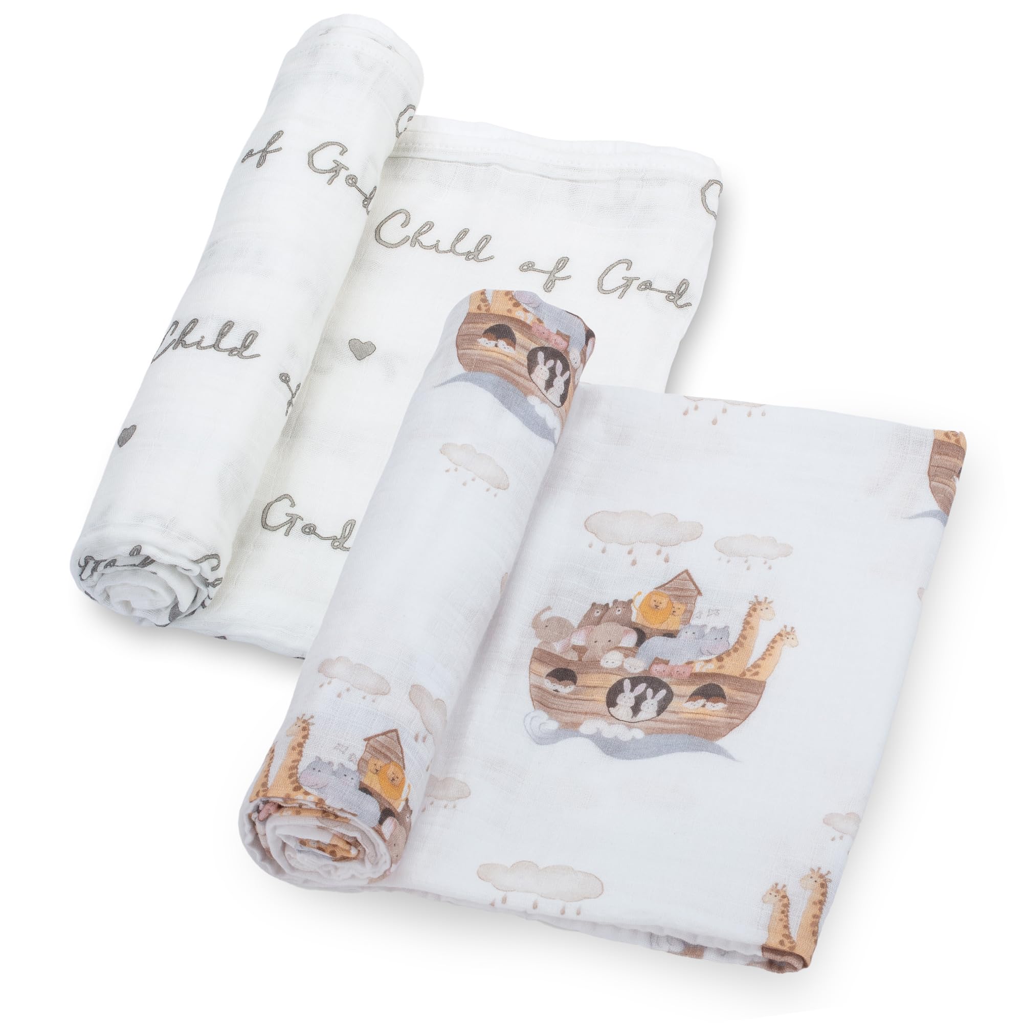 LollyBanks ark-animals swaddle close-up showing friendly animal scene for nap time
