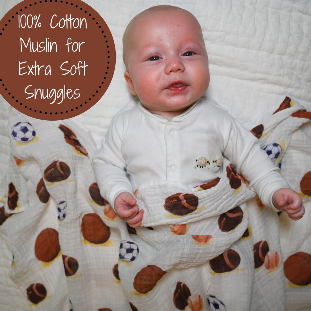 LollyBanks Muslin Swaddle Blanket 47x47 inch size for secure newborn snuggles