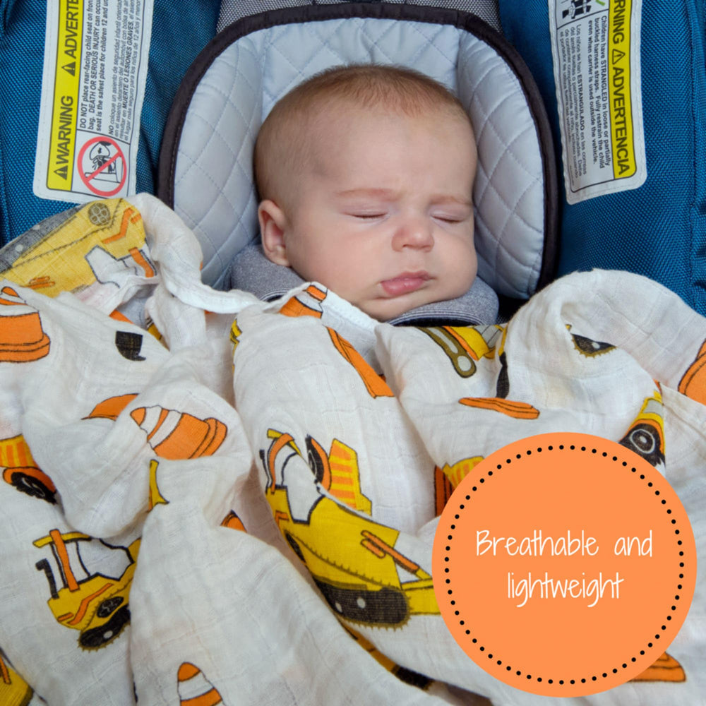 LollyBanks 100% cotton muslin swaddle highlighting soft texture for cozy newborn cuddles.