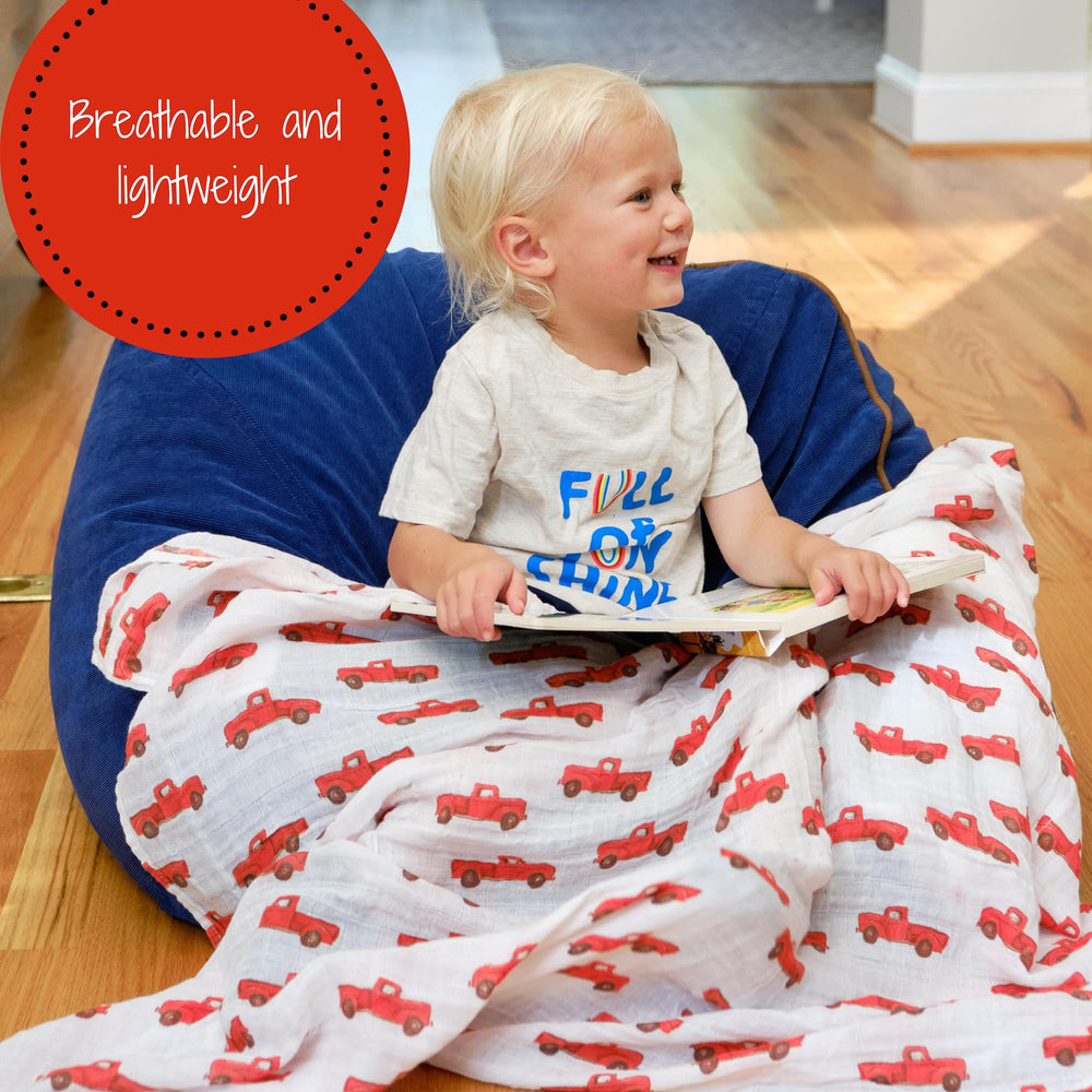 Close-up of LollyBanks swaddle fabric texture showing soft, breathable cotton muslin.