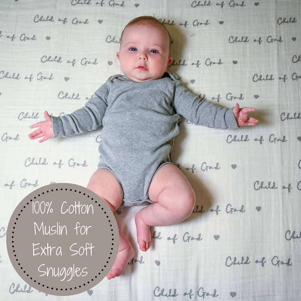 LollyBanks soft cotton muslin swaddle showing cozy wrap for newborns