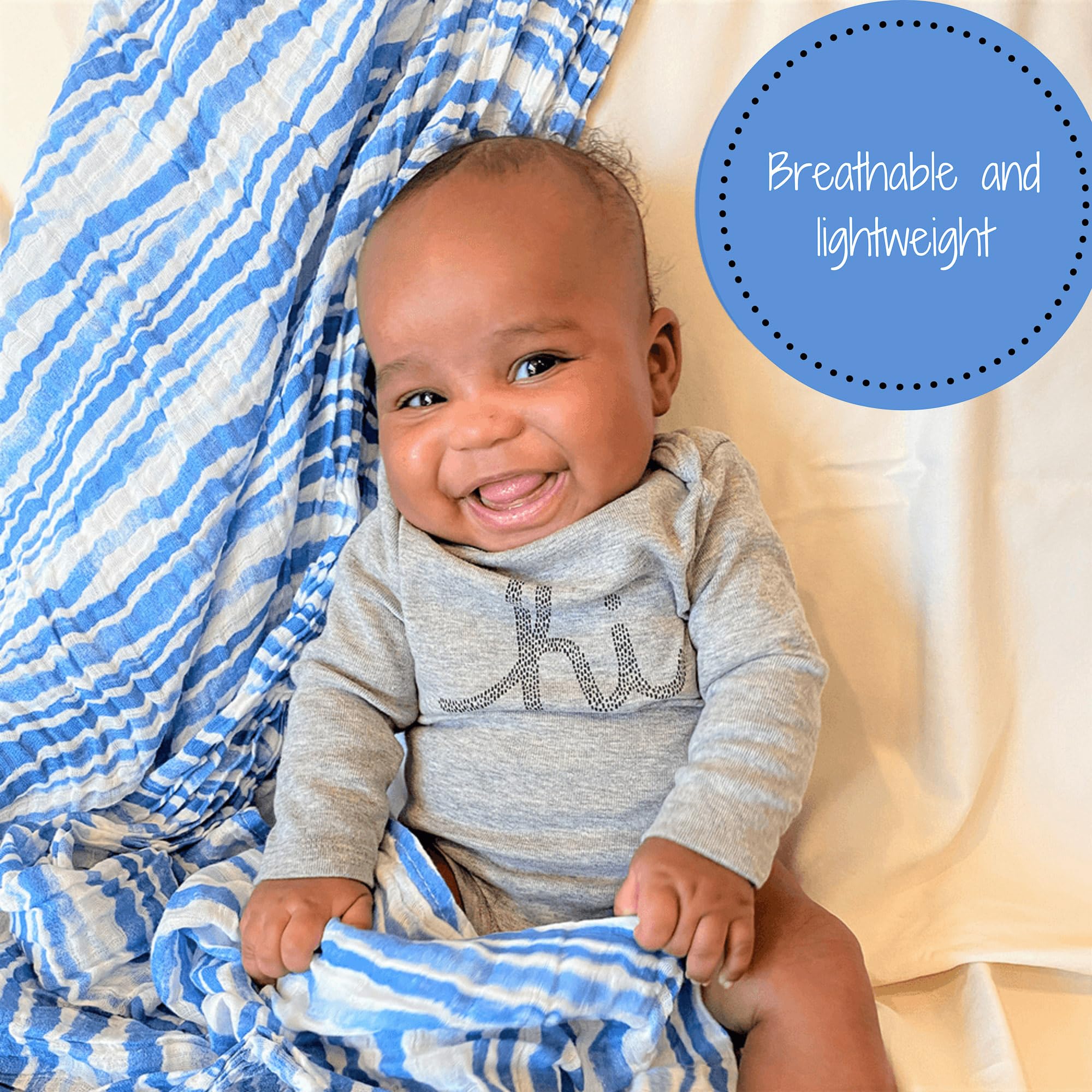 LollyBanks muslin swaddle blanket texture showing soft fabric quality