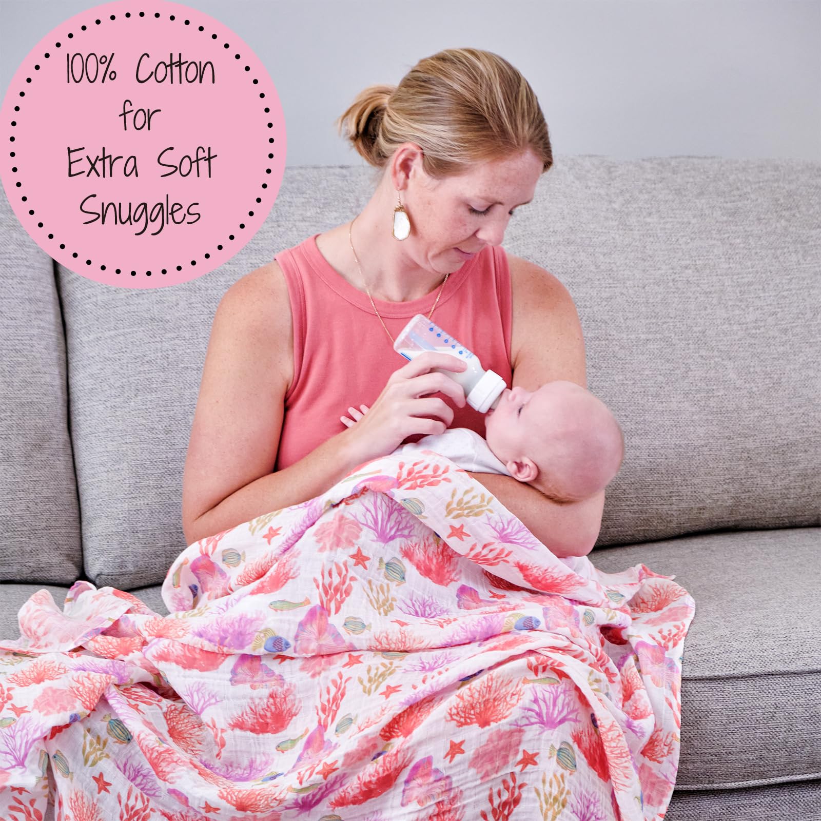 LollyBanks muslin texture close-up reveals soft 100% cotton for gentle baby wear