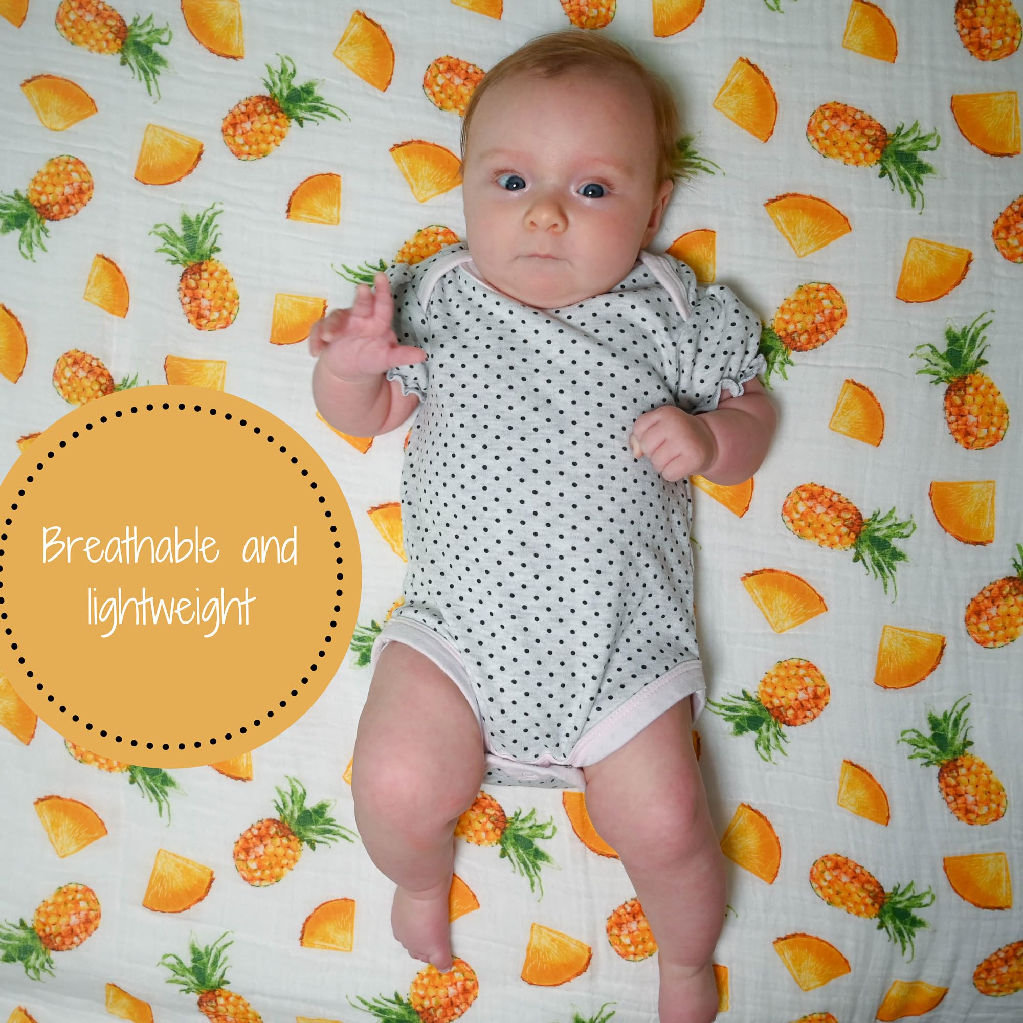 LollyBanks pineapple nursery decor brightens crib and stroller.