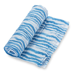 LollyBanks ocean wave swaddle blanket in soft cotton for breathable newborn wraps