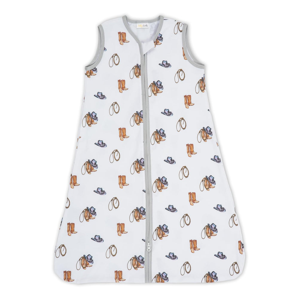LollyBanks organic cotton sleep sack with cowboy boot design for cozy sleep