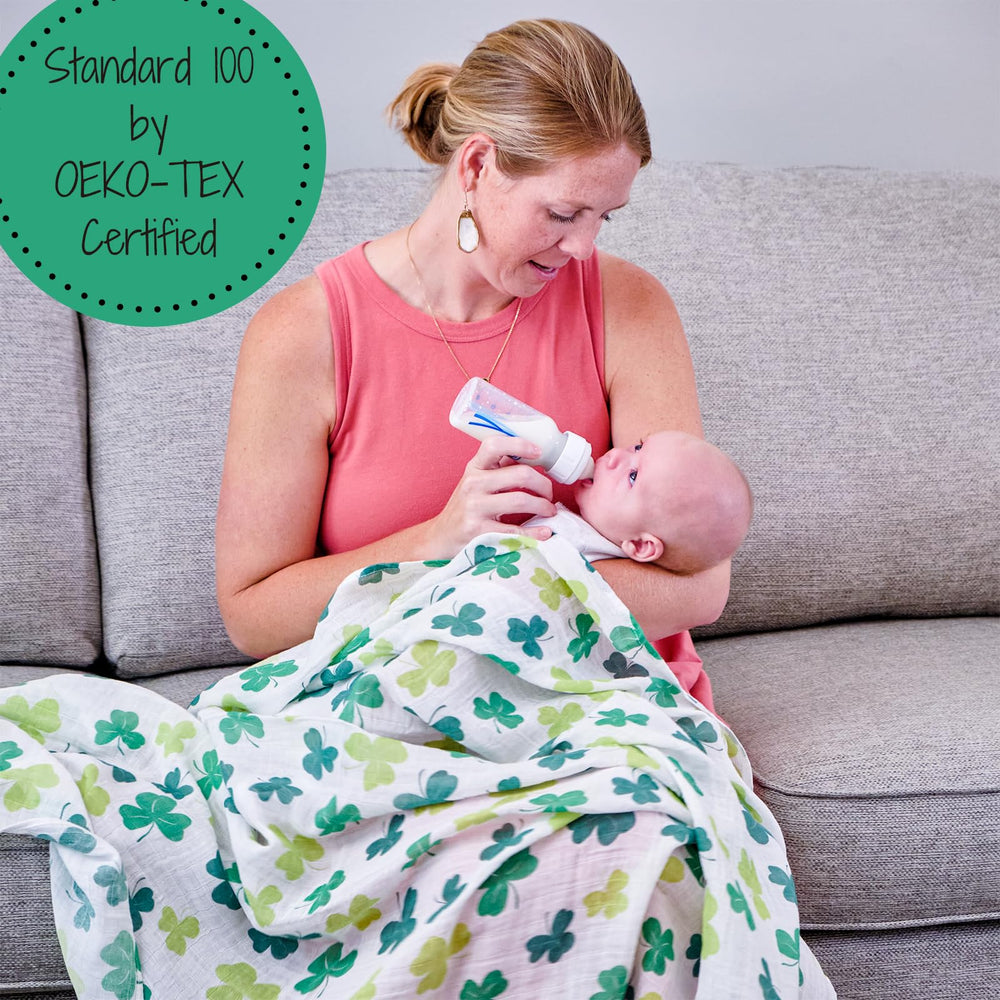LollyBanks Shamrock Swaddle breathable, lightweight fabric ideal for on-the-go warmth