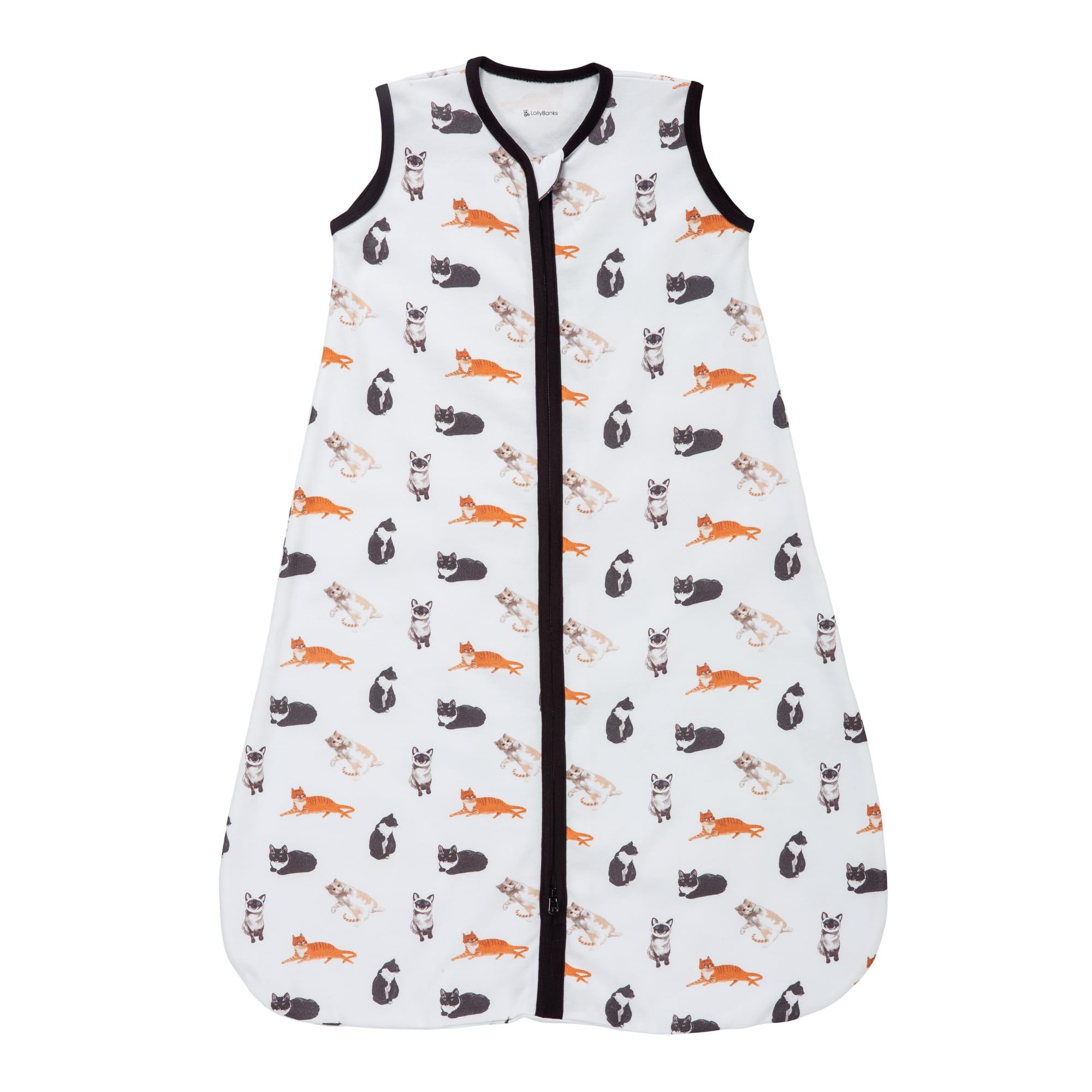 LollyBanks sleep sack cat-pattern front view for cozy, safe sleep.