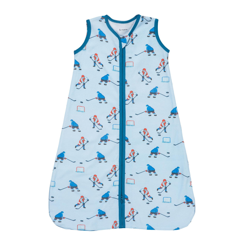 LollyBanks Sleep Sack with ice hockey print keeps baby cozy and stylish at bedtime