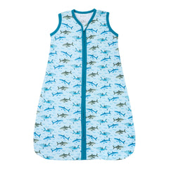 LollyBanks Sleep Sack shark print for cozy, breathable bedtime comfort.