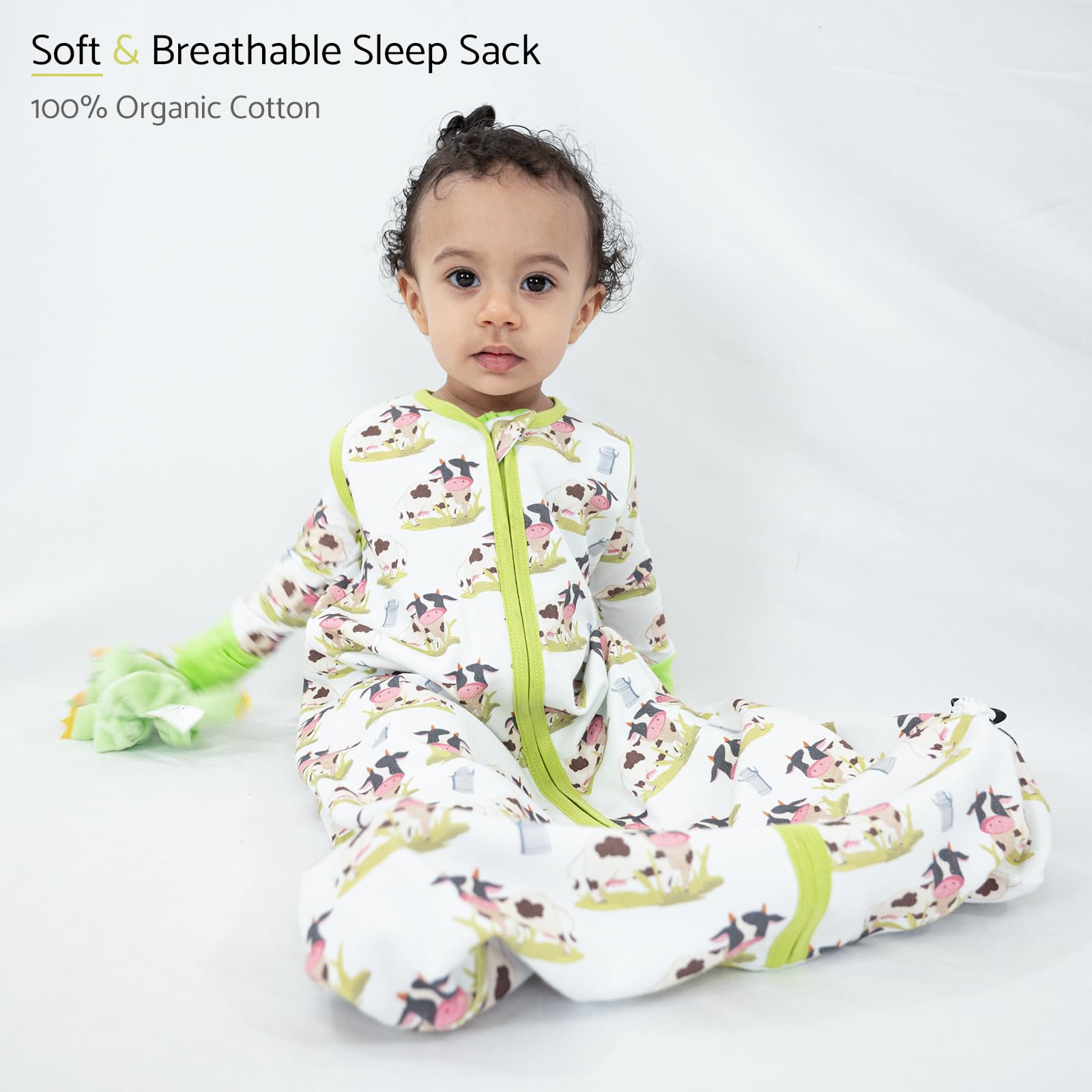Two-way zipper on LollyBanks sleep sack for easy diaper changes