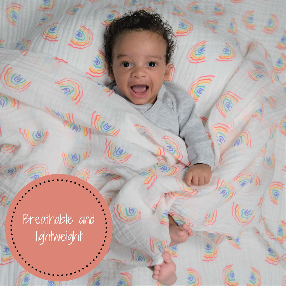 LollyBanks soft 100 percent cotton muslin swaddle for gentle newborn comfort.