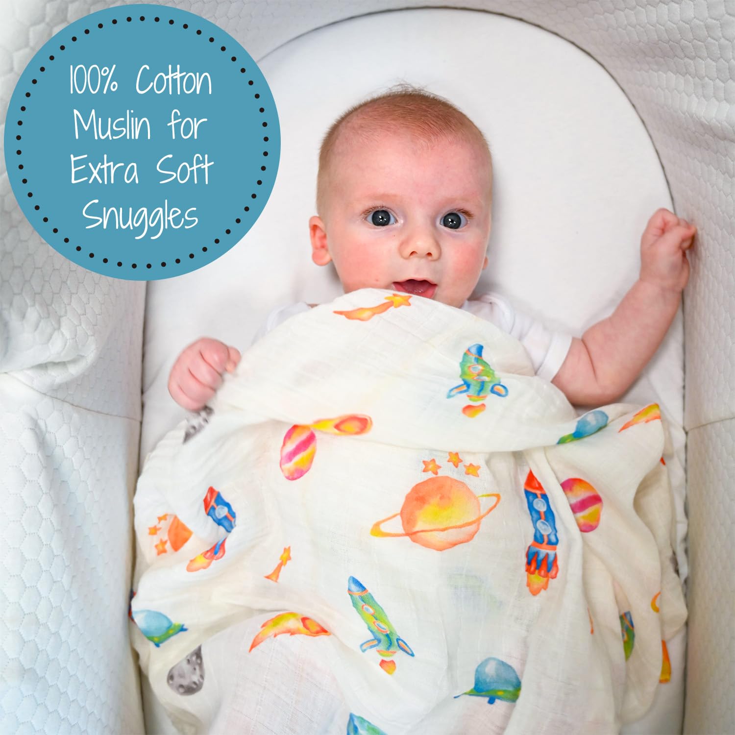 LollyBanks soft cotton muslin swaddle wrap for gentle, breathable comfort.