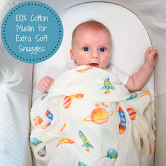 LollyBanks soft cotton muslin swaddle wrap for gentle, breathable comfort.