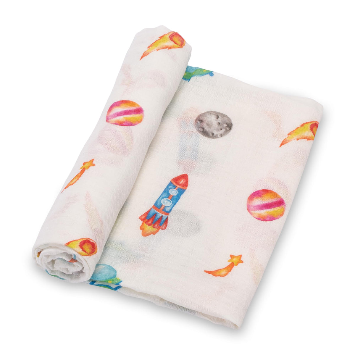 LollyBanks space-print swaddle blanket, soft and breathable for calm evenings.