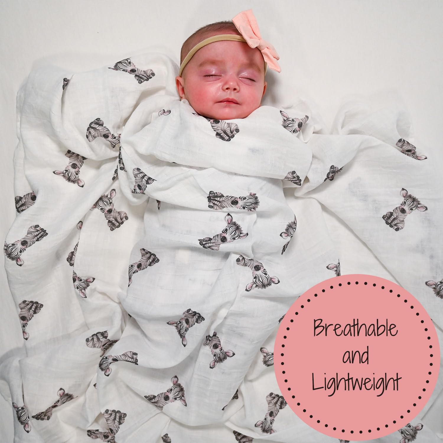LollyBanks swaddle blanket, breathable cotton muslin keeps baby comfortable day and night.
