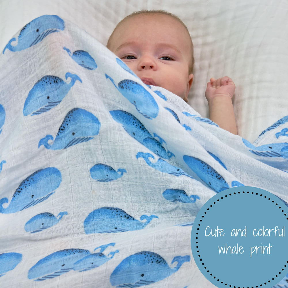 LollyBanks muslin swaddle with nautical nursery appeal.