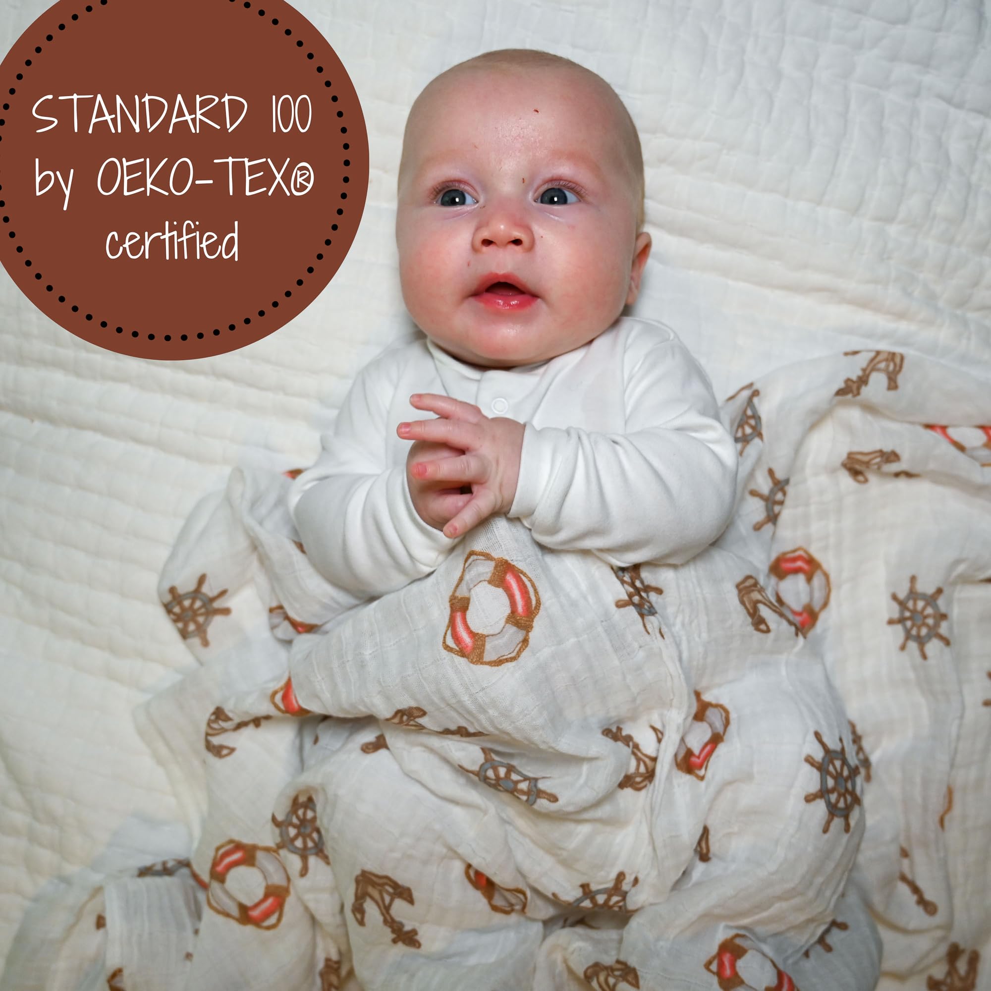LollyBanks 100 percent cotton muslin swaddle showing soft fabric