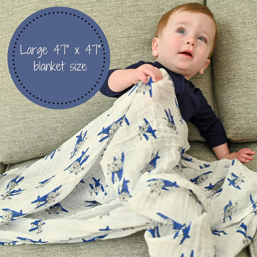LollyBanks trains swaddle pattern, versatile for burps and cuddles.