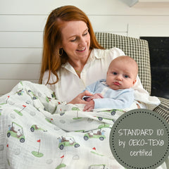LollyBanks versatile swaddle supports burps, nursing and crib decor.