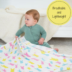 LollyBanks versatile swaddle used as burp cloth or nursing cover.