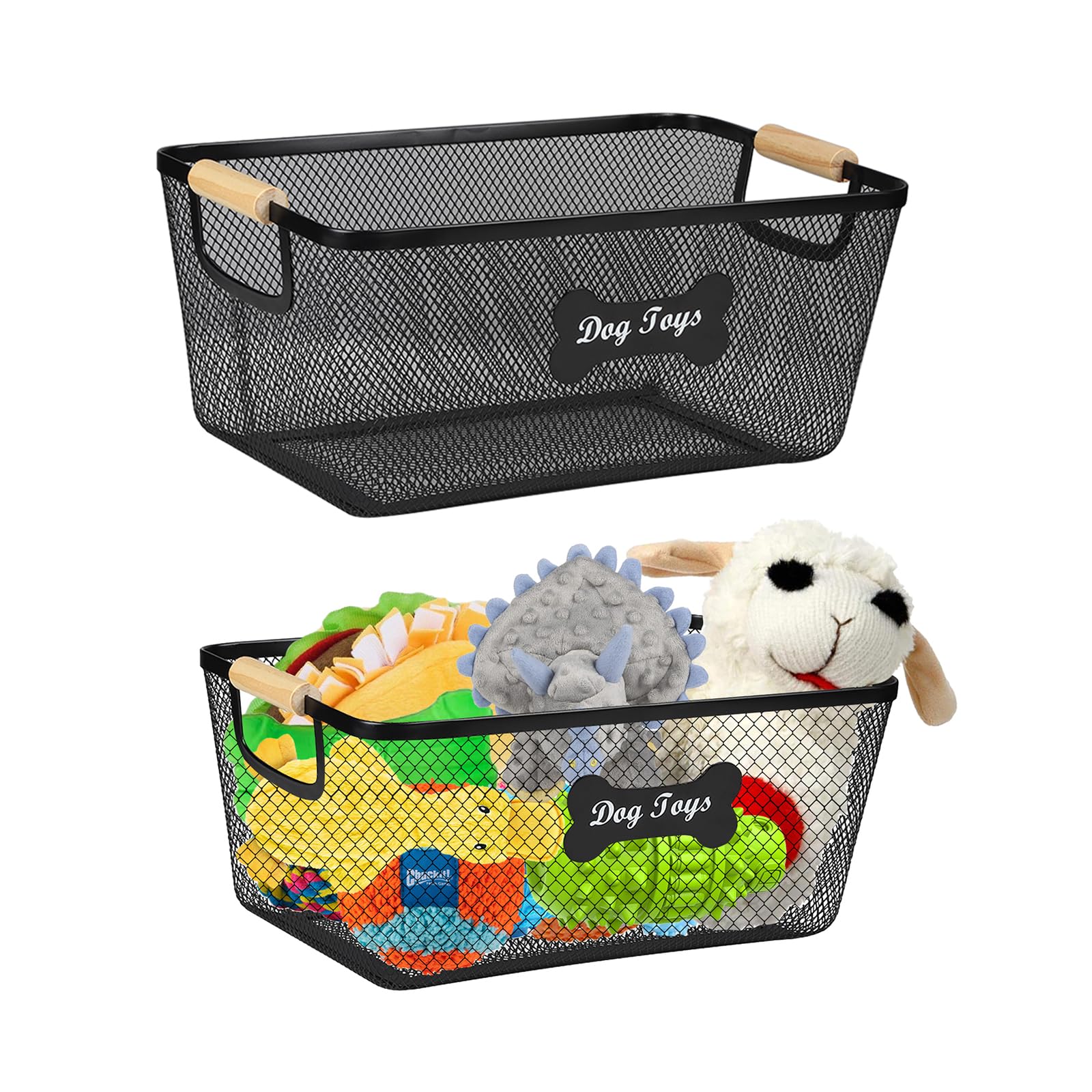 Lolytama 2-Pack Dog Toy Bin shown in two pieces for organized storage.