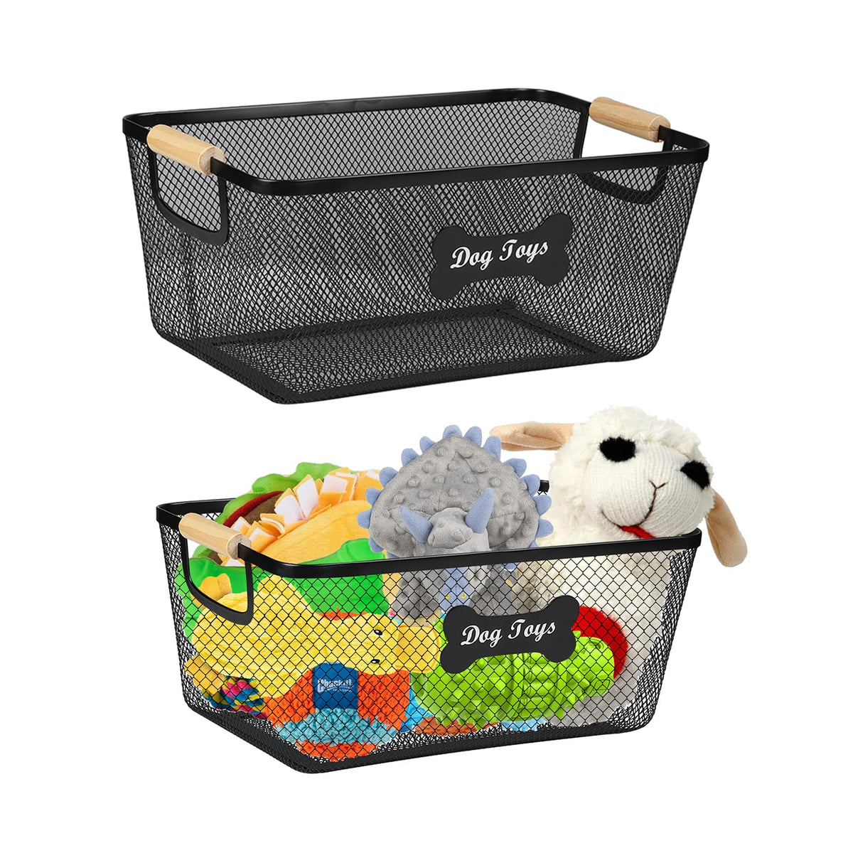Lolytama 2-Pack Dog Toy Bin shown in two pieces for organized storage.