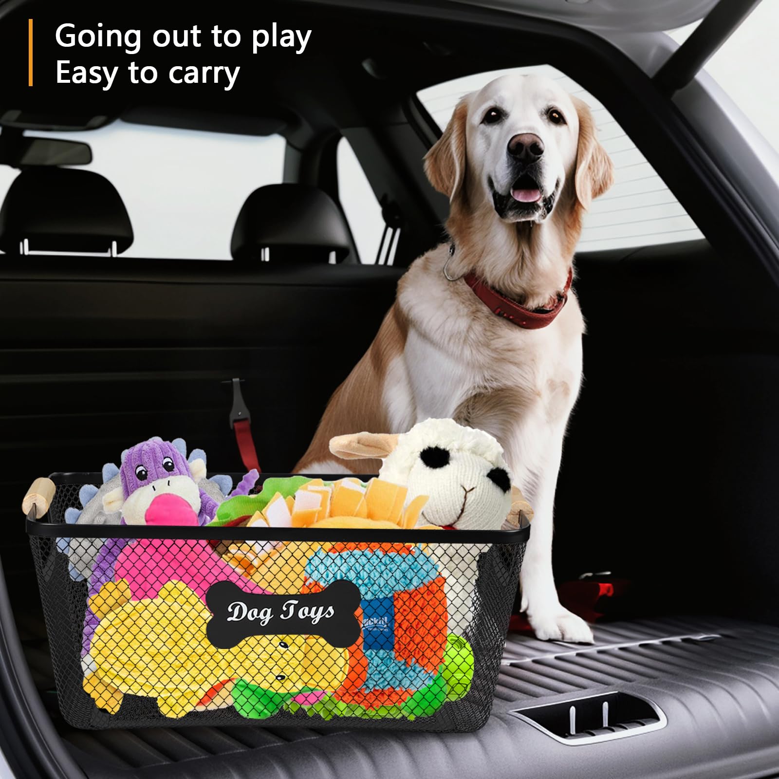Lolytama large-capacity dog toy bin keeps toys neatly accessible for pets.