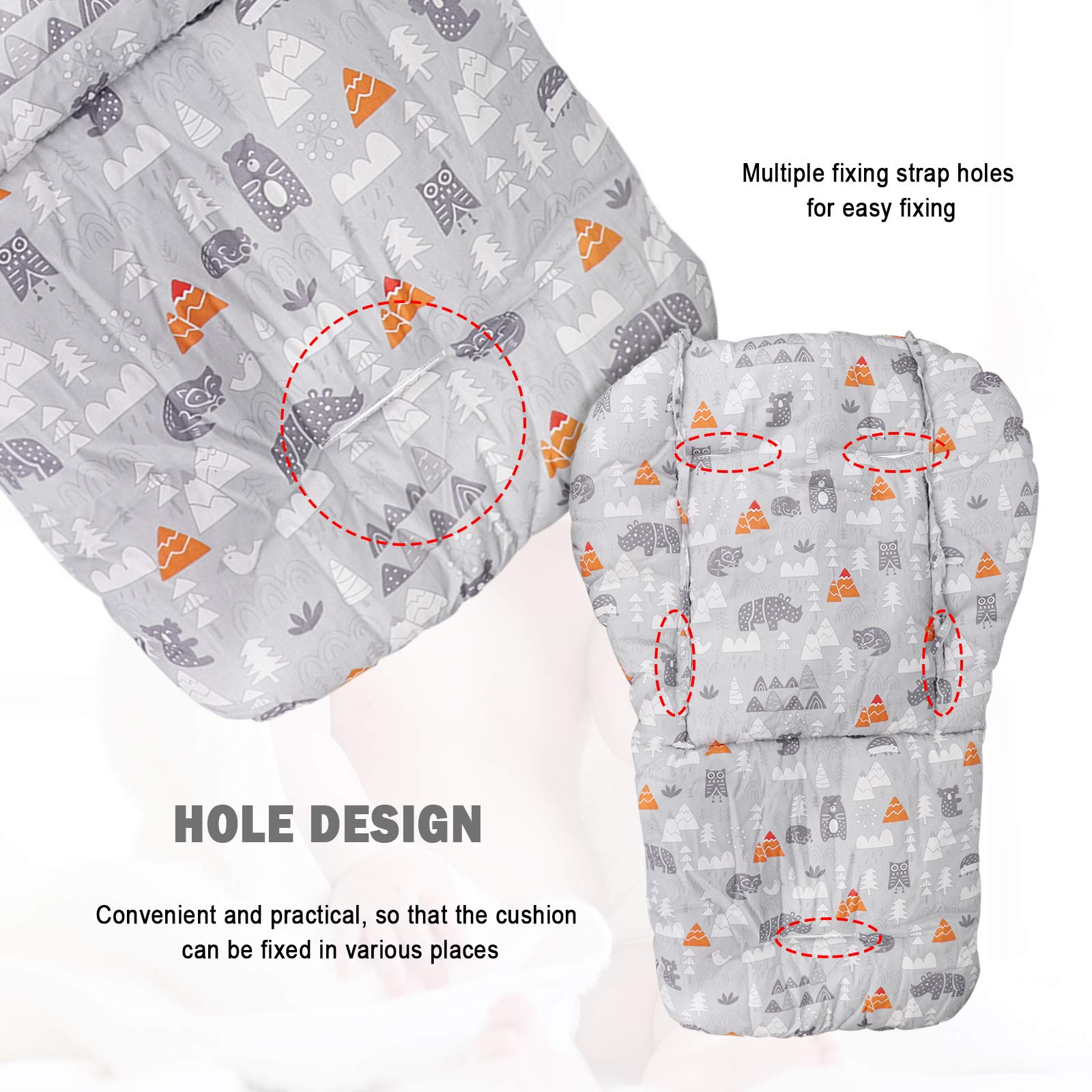 Five holes on Lomgwumy cushion align with belt use for secure seating.