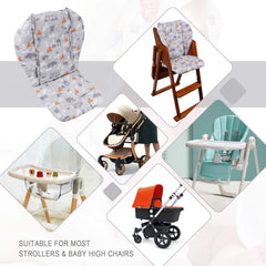 Grey forest print on Lomgwumy cushion brightens mealtime visuals for baby engagement.